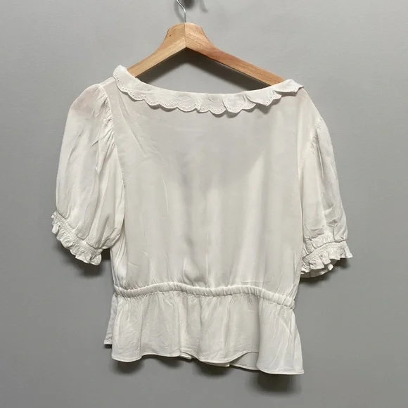 ❗️SOLD❗️ Sunday Best Off White Short Sleeve Embroidered Marisol Blouse Size M - Picture 8 of 11